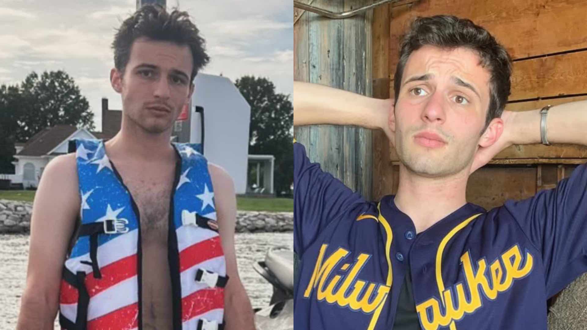 Cameron Kasky in USA life vest and with his arms behind his back