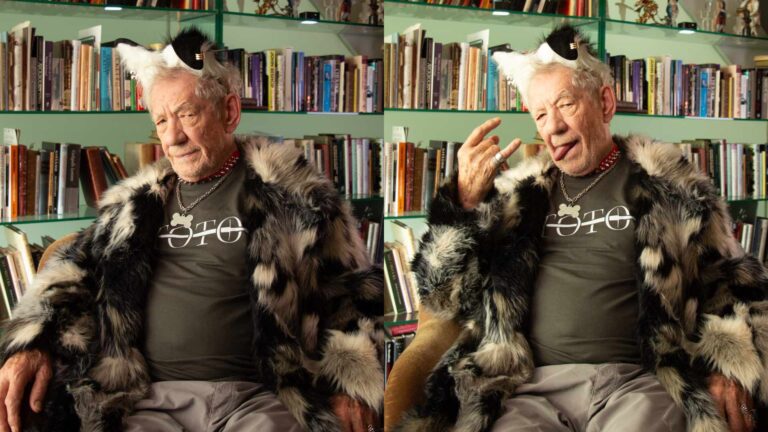 Sir Ian McKellen dressed as a dog