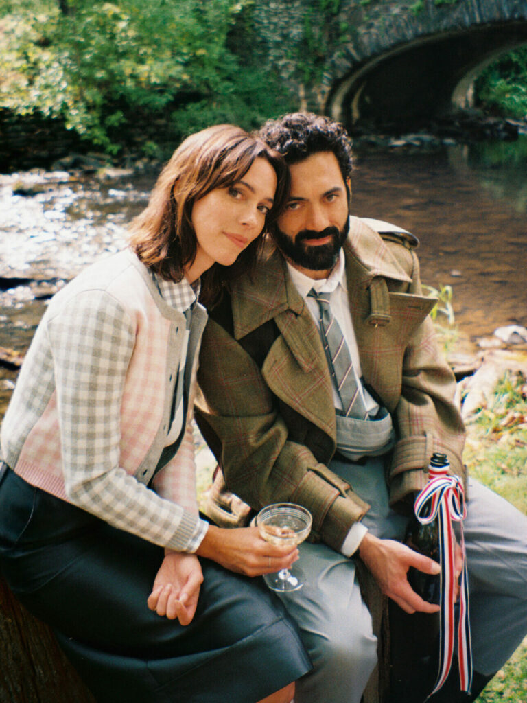 Actors Rebecca Hall and Morgan Spector in the Thom Browne winter campaign