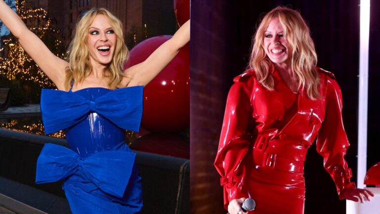 Kylie Minogue switching on Battersea Power Station's Christmas lights