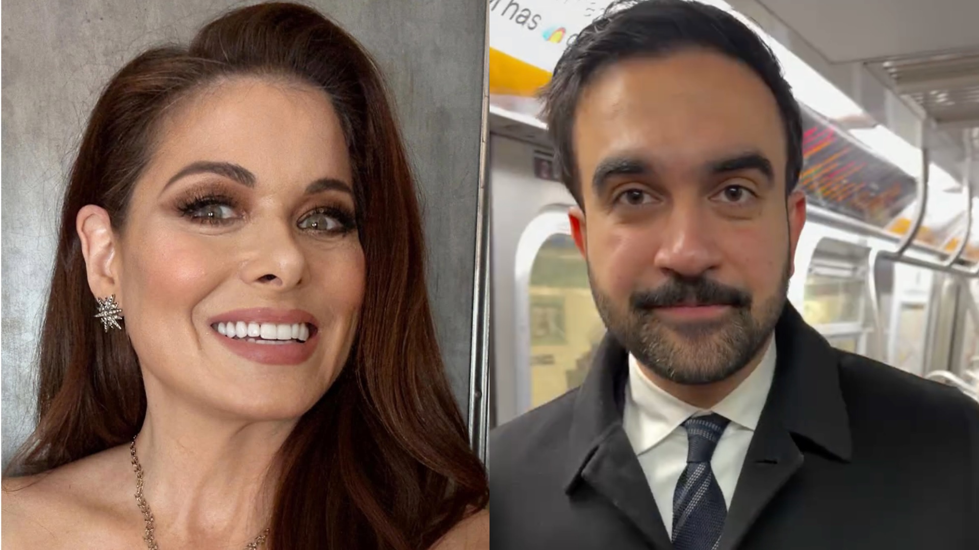 Debra Messing and Zohran Mamdani