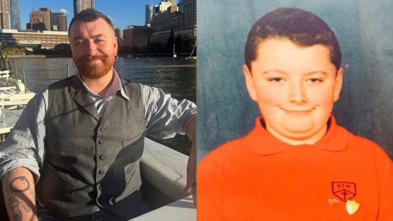 Sam Smith in 2025 and as a child