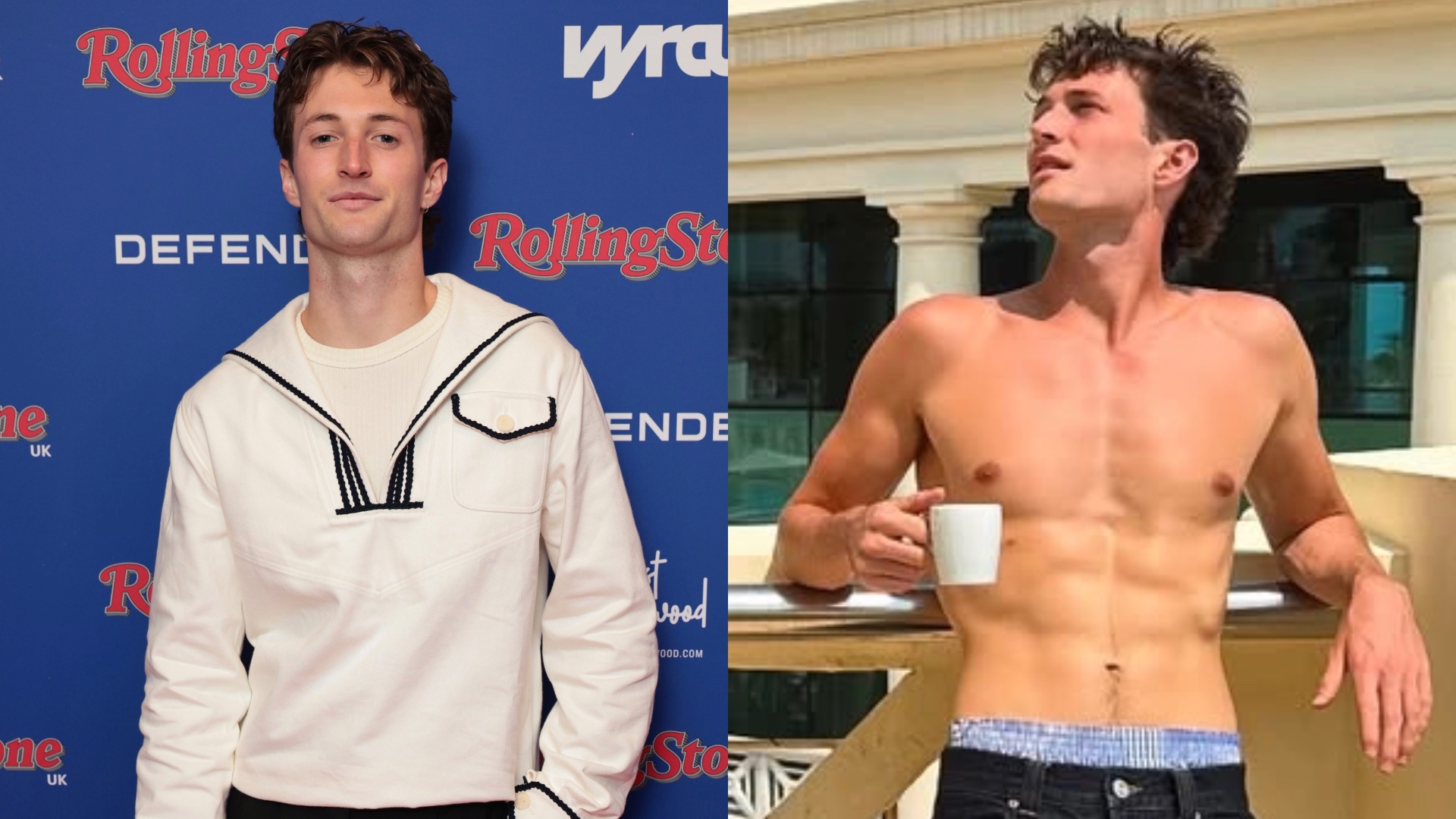 Henry Moodie attending the Rolling Stone UK Awards and shirtless on holiday