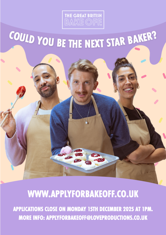 Great British Bake Off applications advert