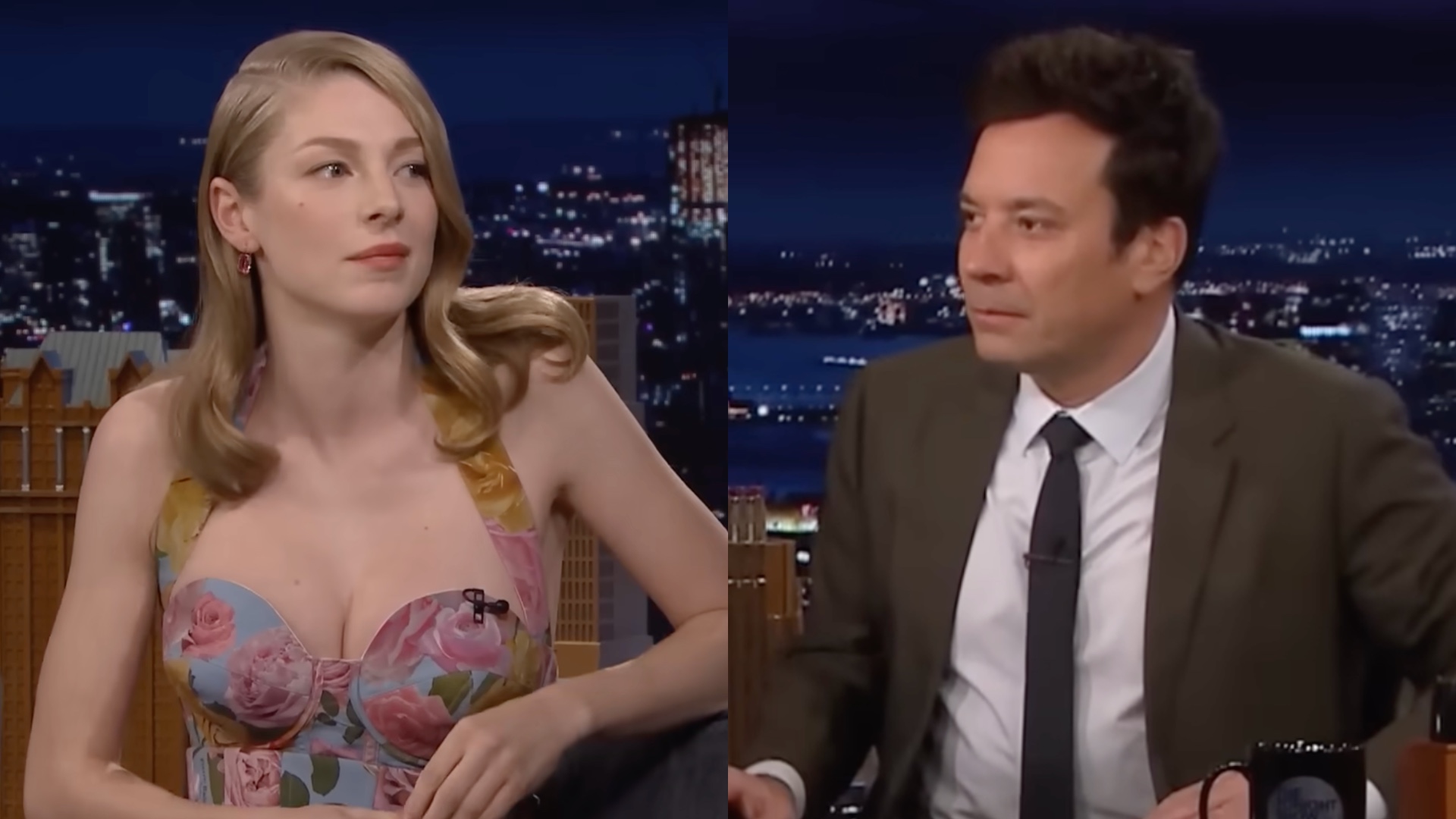 Hunter Schafer and Jimmy Fallon