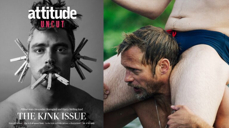 Attitude Uncut: Kink cover and still from Pillion
