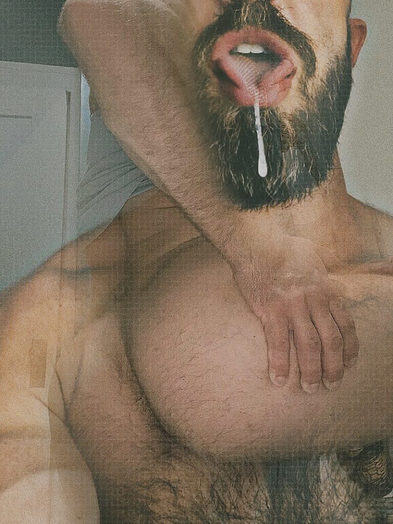 @ARH.83 &copy; Mauricio A. Rodriguez - a picture of a hairy backside imposed over a picture of a bearded figure spitting
