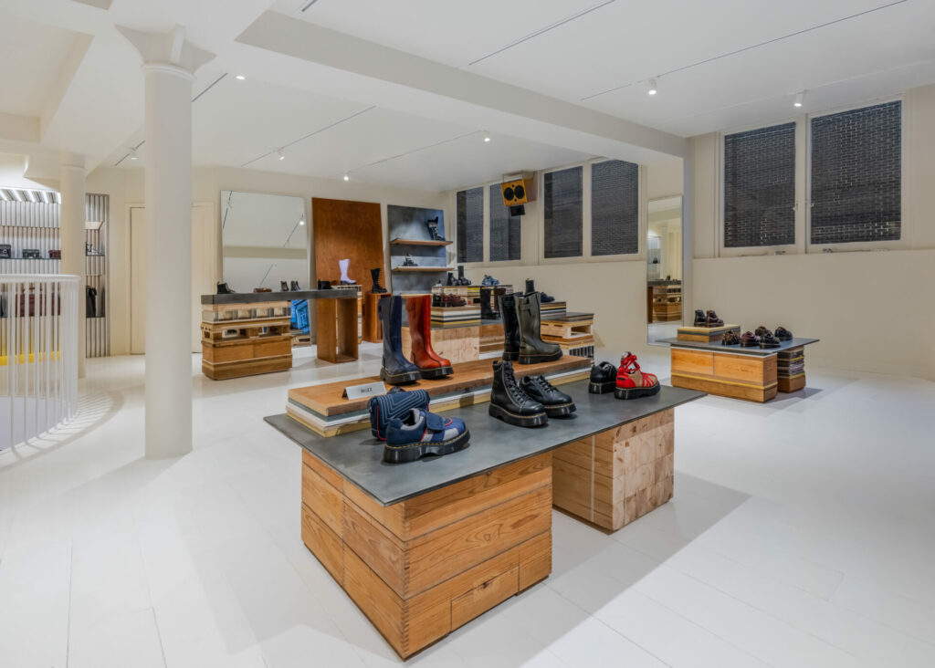 A shop photo of the Dr. Martens Brewer Street flagship in London