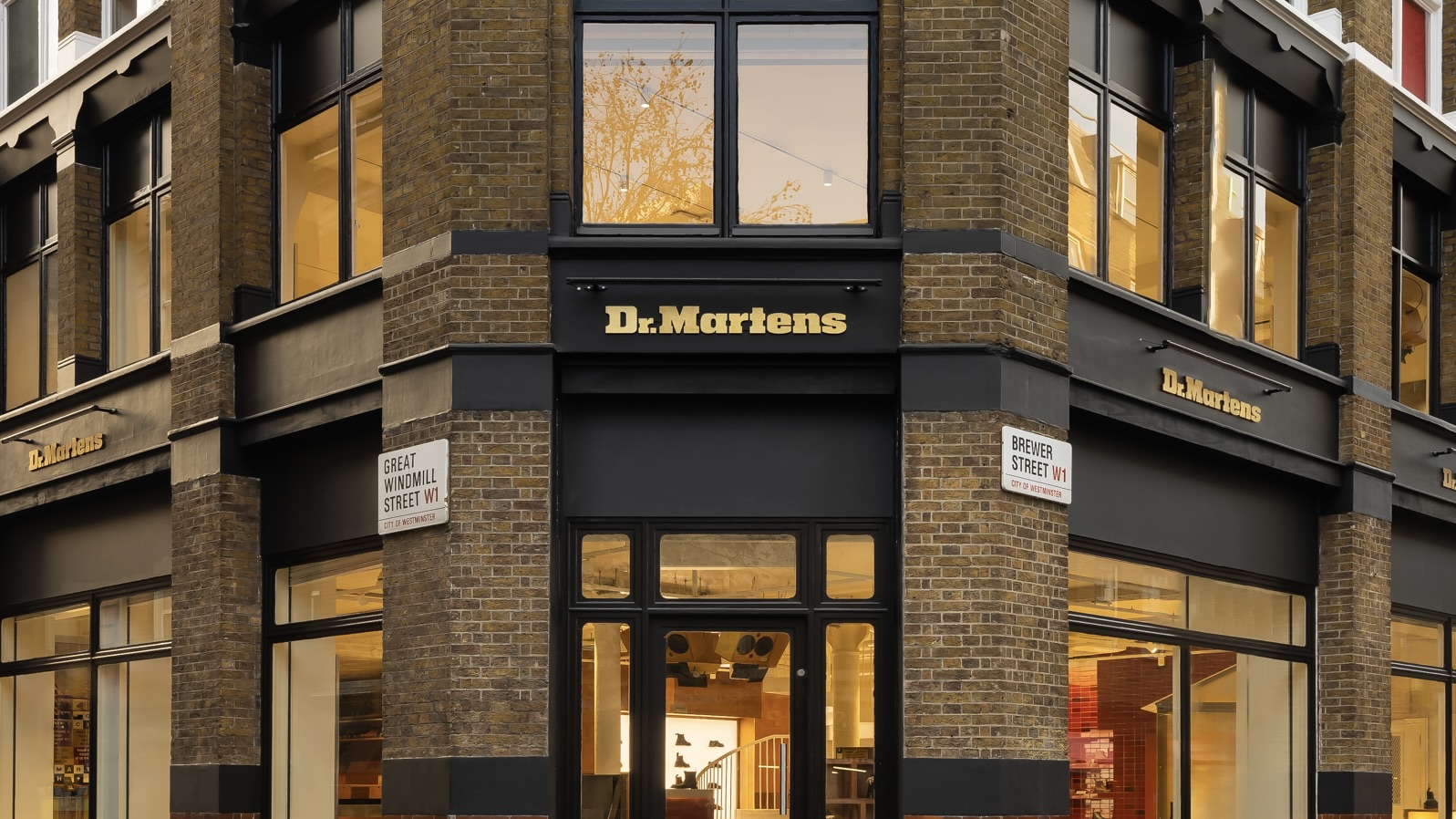 A store front shop of Dr. Martens Brewer Street flagship store