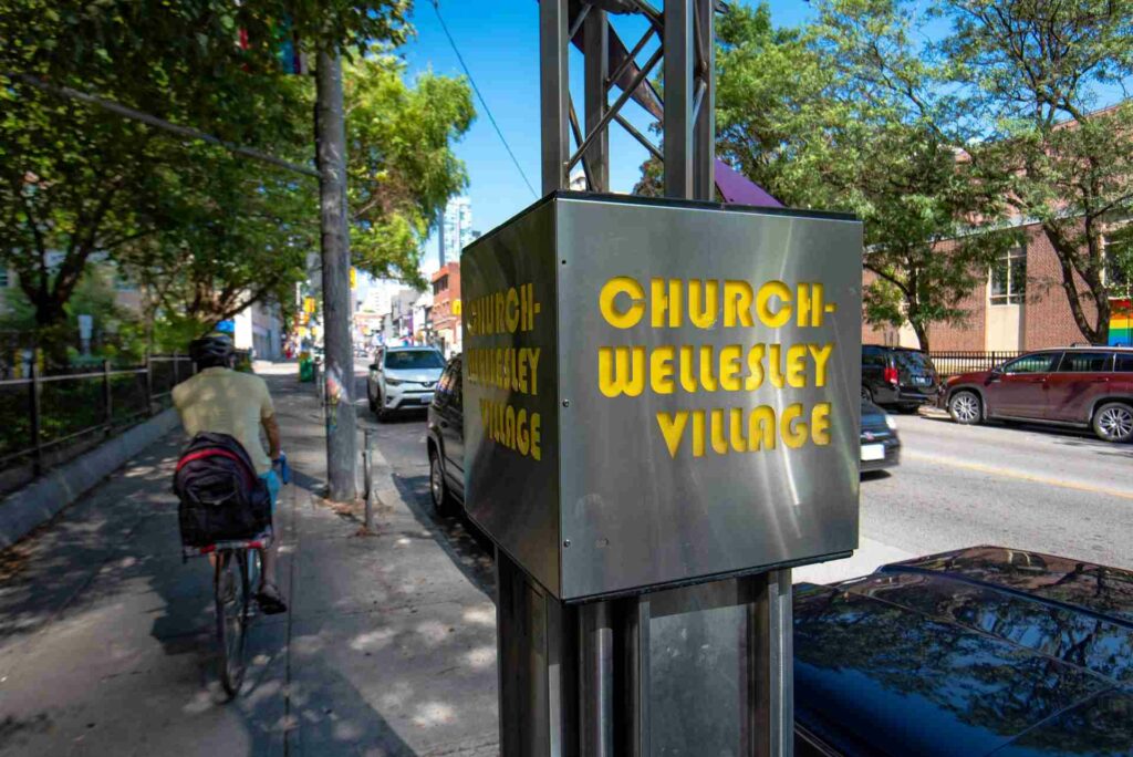 A sign for Church-Wellesley Village in Toronto