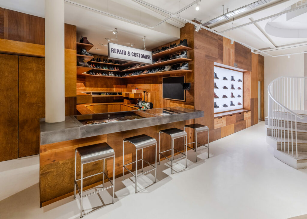 A shop photo of the Dr. Martens Brewer Street flagship in London