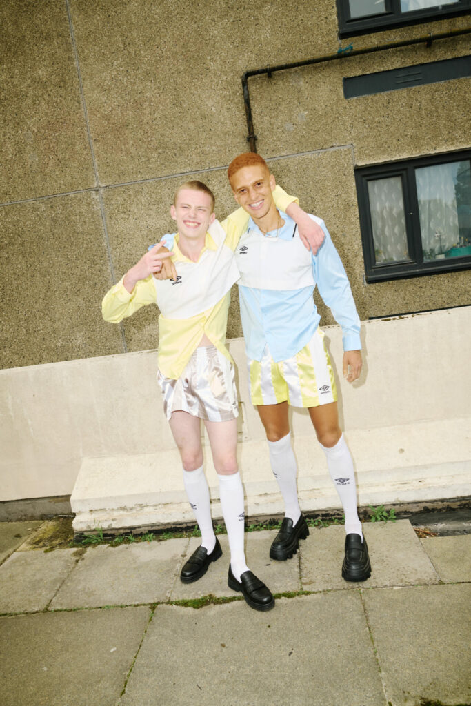 Two models wears Adam Jones sportswear in collaboration with Umbro