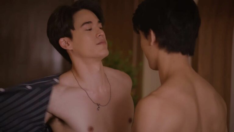 Two shirtless men in Thai BL series My Golden Blood