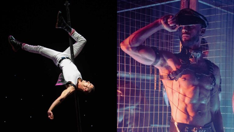 Sadiq Ali performing shirtless