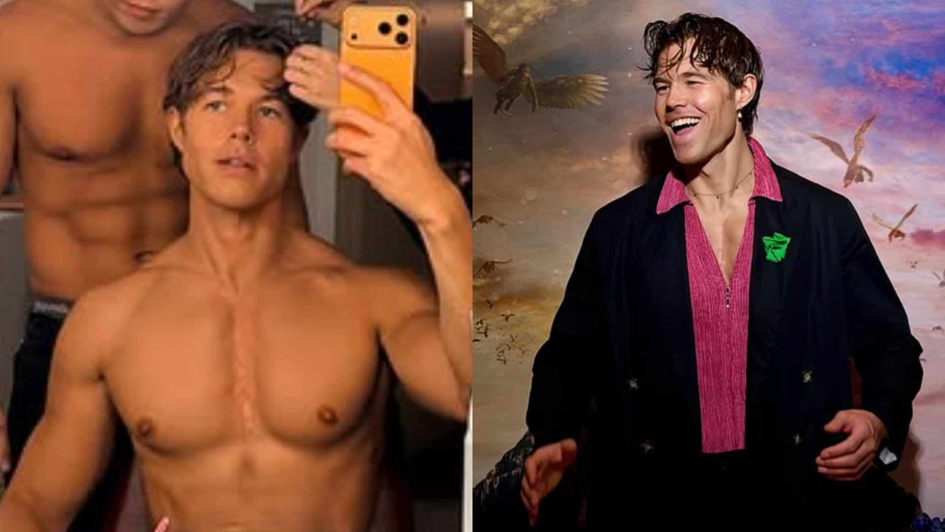 Andreas Wijk shirtless and at Wicked: For Good premiere