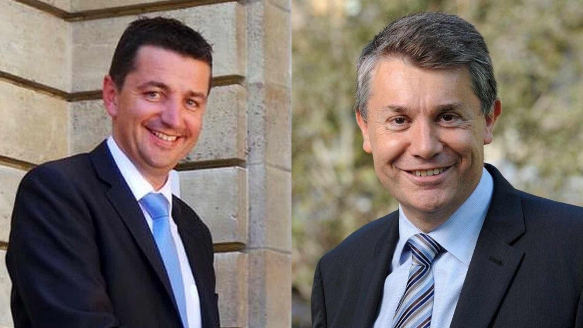 Gaël Perdriau and Gilles Artigues in suits