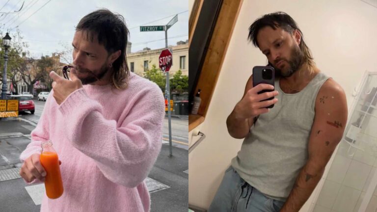 Mitch Brown in pink jumper