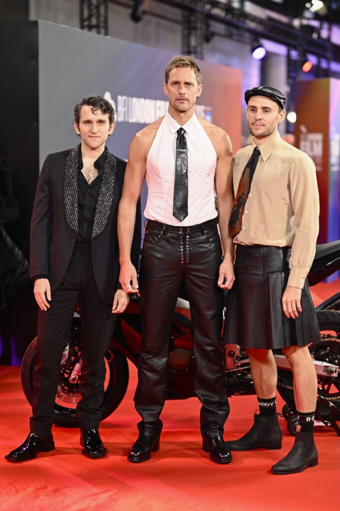 harry, Alexander and director harry lighton on the red carpet in black at the London film festival