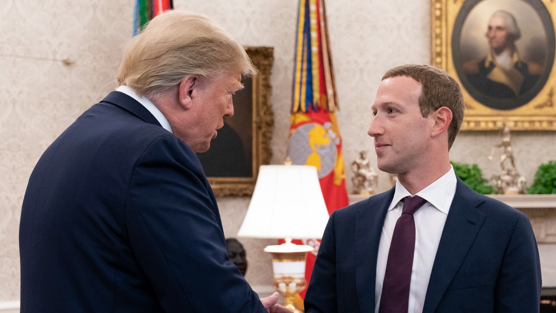 President Donald J. Trump welcomes Facebook CEO Mark Zuckerberg to the Oval Office of the White House