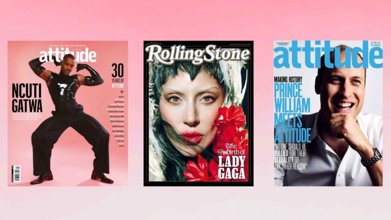 A collage of Attitude and Rolling Stone UK covers