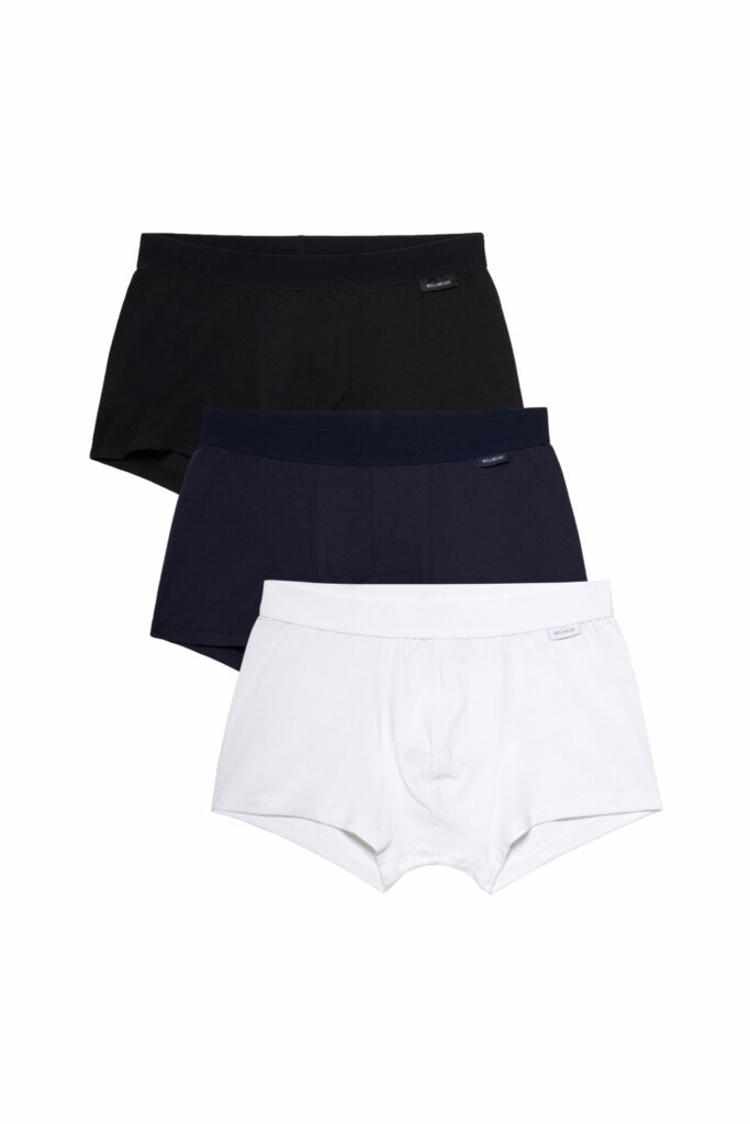 A product shot of the three-pack of David Gandy Wellwear Ultimate Trunk 