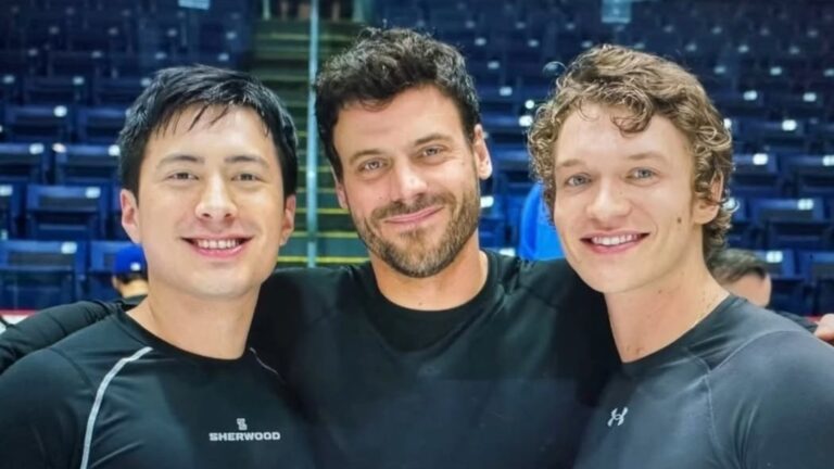 Hudson Williams, François Arnaud and Connor Storrie