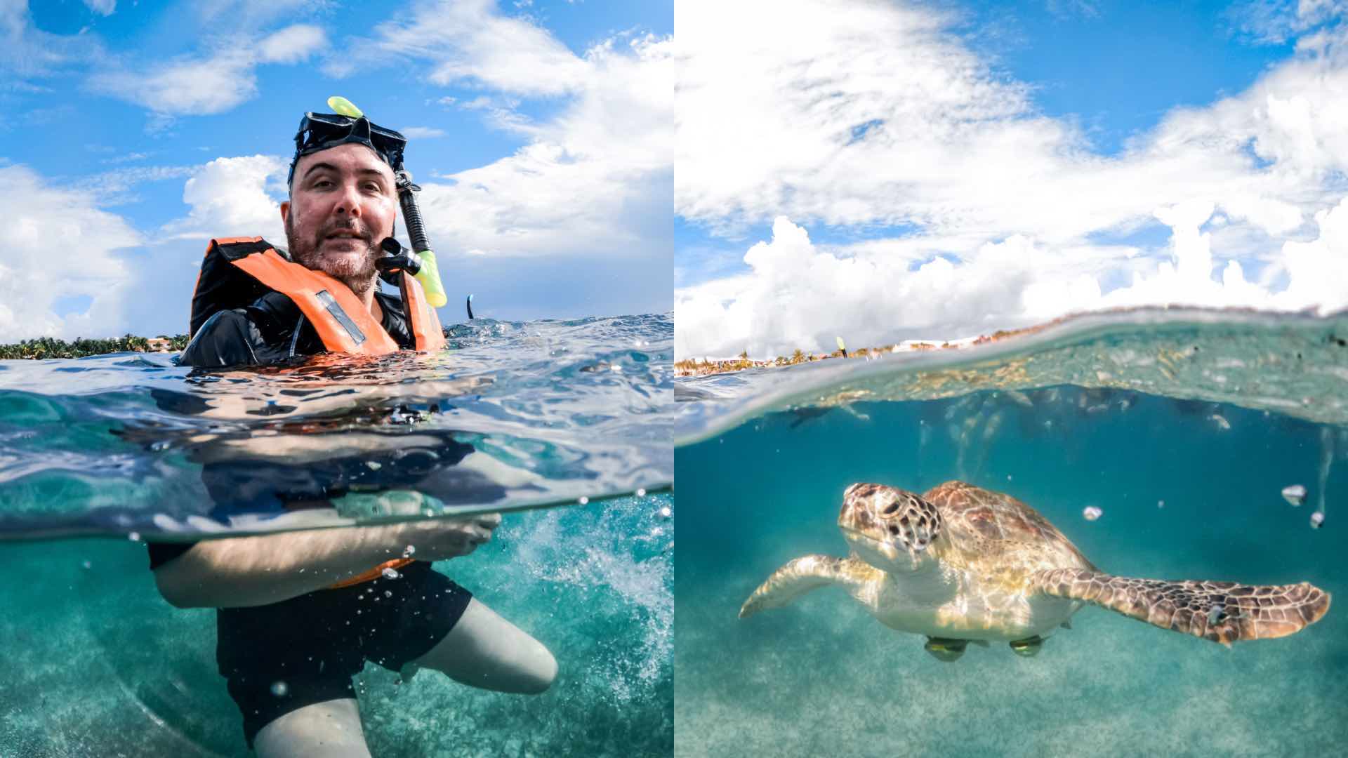 Dale snorkelling in Akumal Bay, Mexico