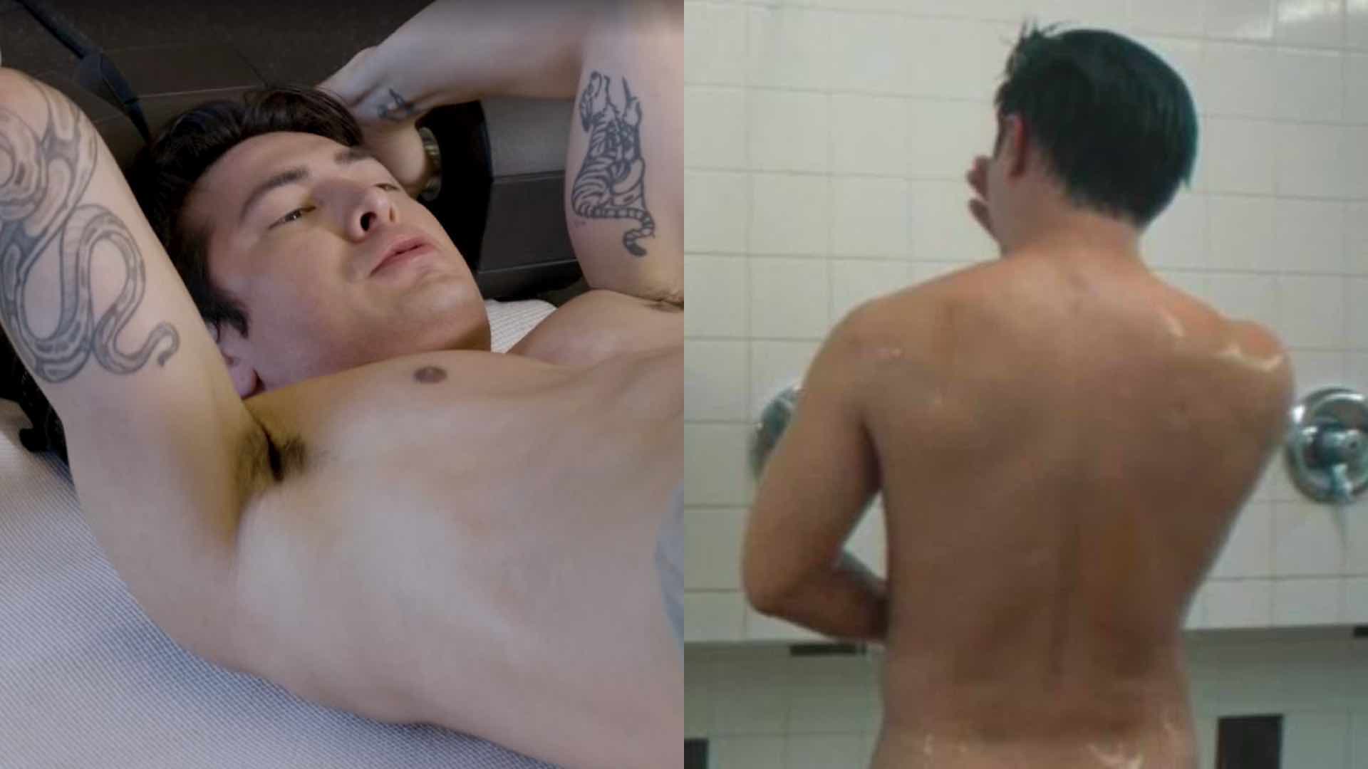 Hudson Williams shirtless and in shower