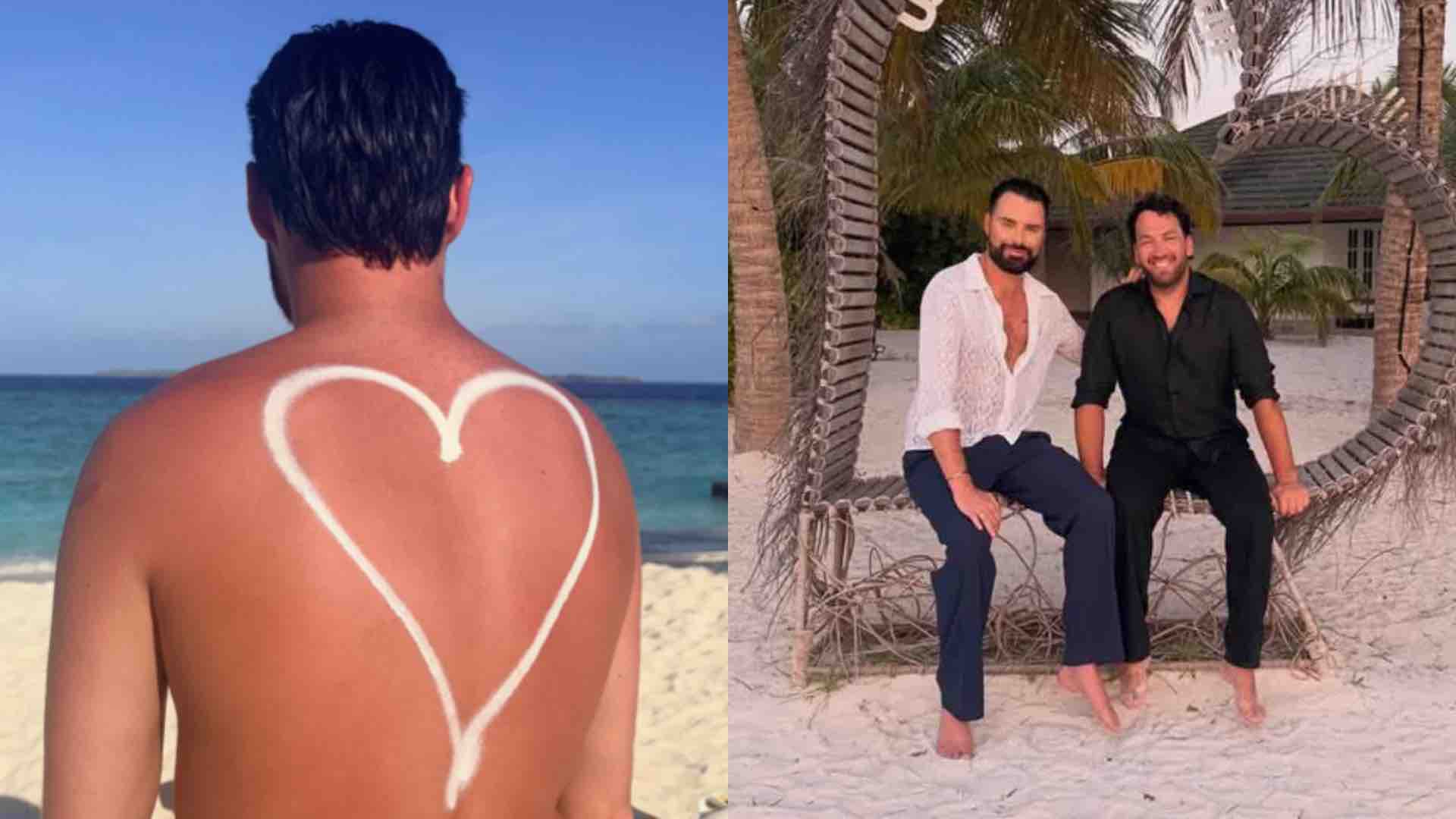 Rylan Clark with a heart on his back and sat with Kennedy Bates