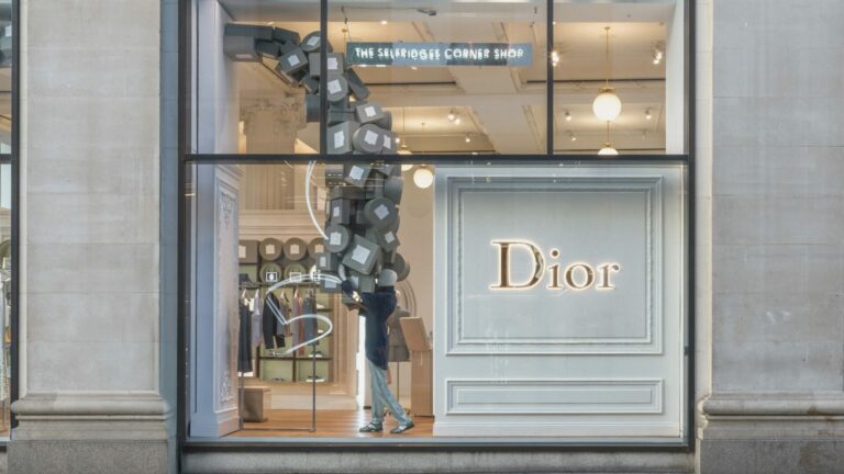 The window display of the Dior pop-up at Selfridges Oxford Street, The Corner Shop