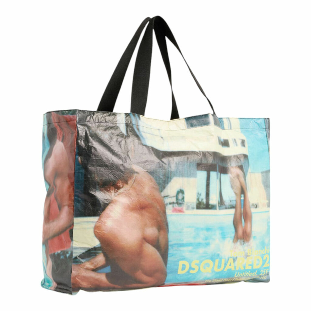 Product shot of bag from Tom Bianchi Dsquared2 collaboration for Pre-Spring/Summer 2026 featuring Polaroid Untitled, 259