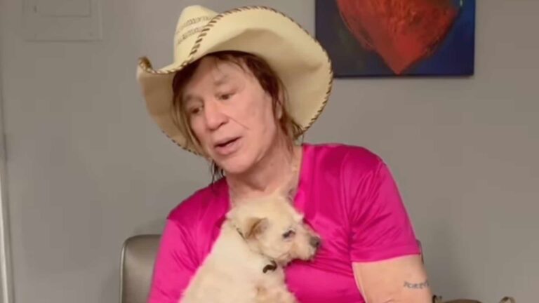 Mickey Rourke with dog