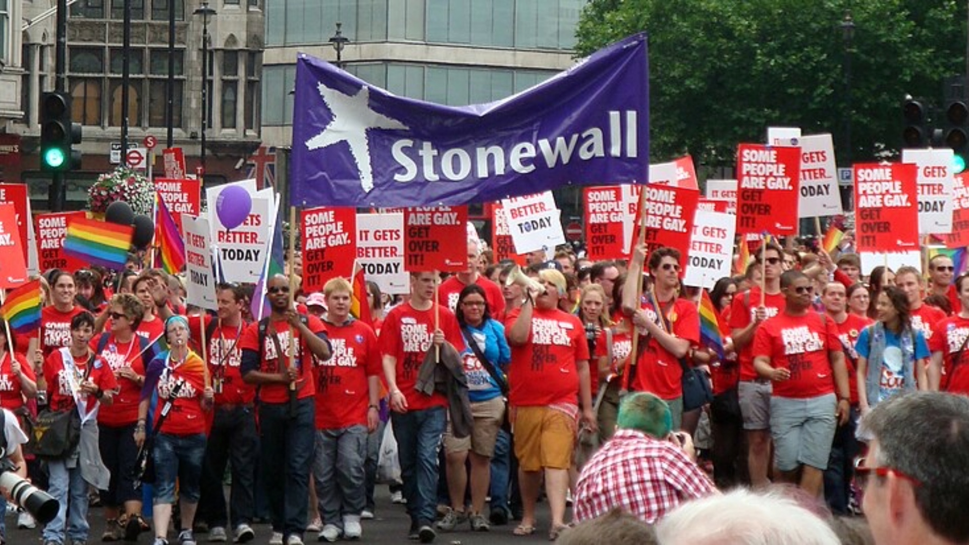 Stonewall UK group marching at London Pride in 2011