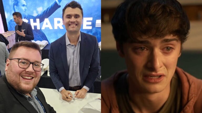 Matthew Bridger and Charlie Kirk, twinned with Noah Schnapp in Stranger Things