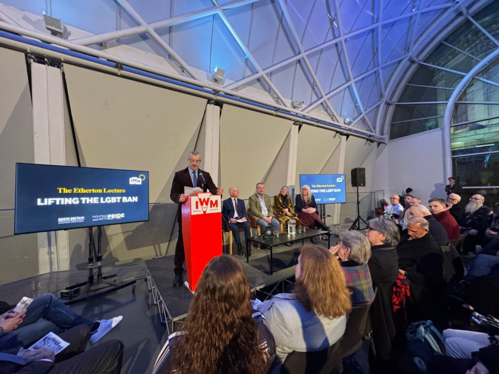 Russell Tovey speaks at an Armed Forces event