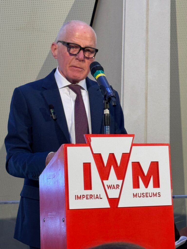 Lord Michael Cashman speaks at an Armed Forces event