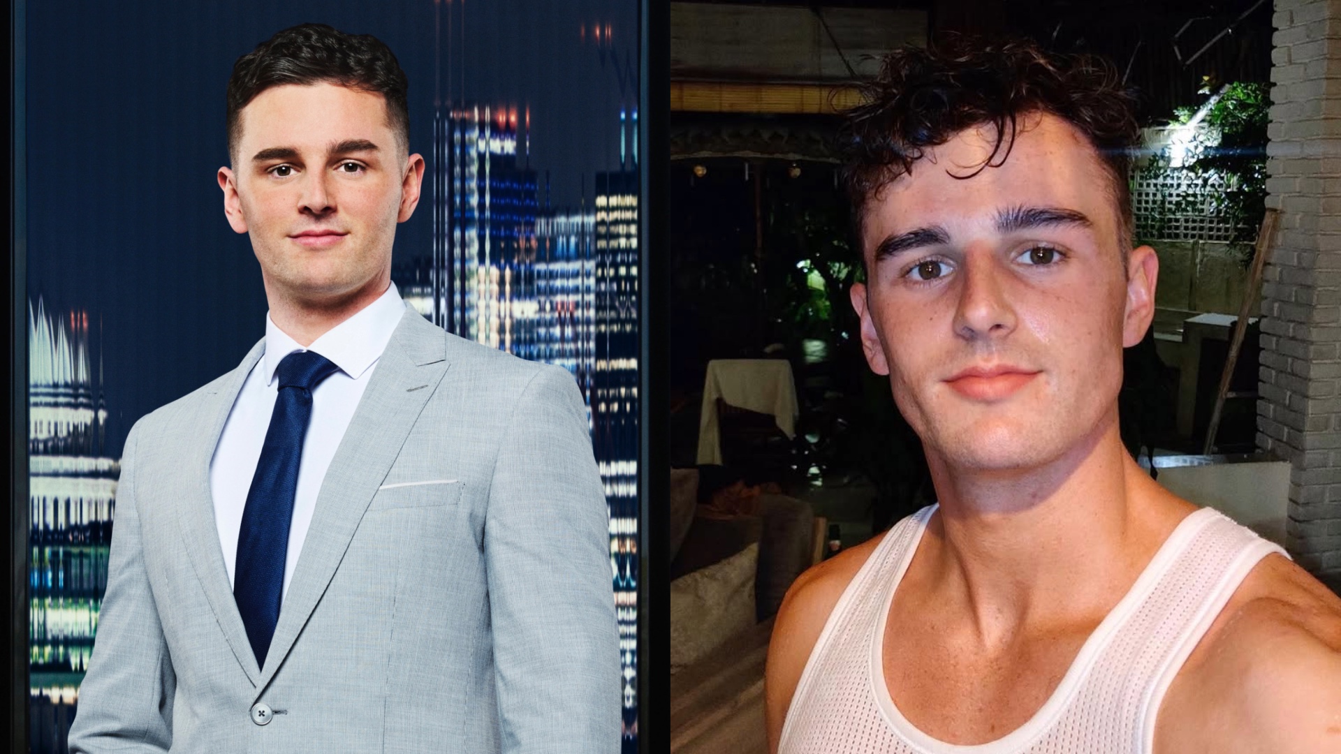 Conor Galvin seen in a promo shot for The Apprentice and a selfie