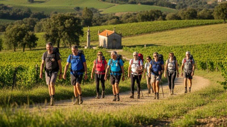 A group of hikers walking in the Spanish countryside