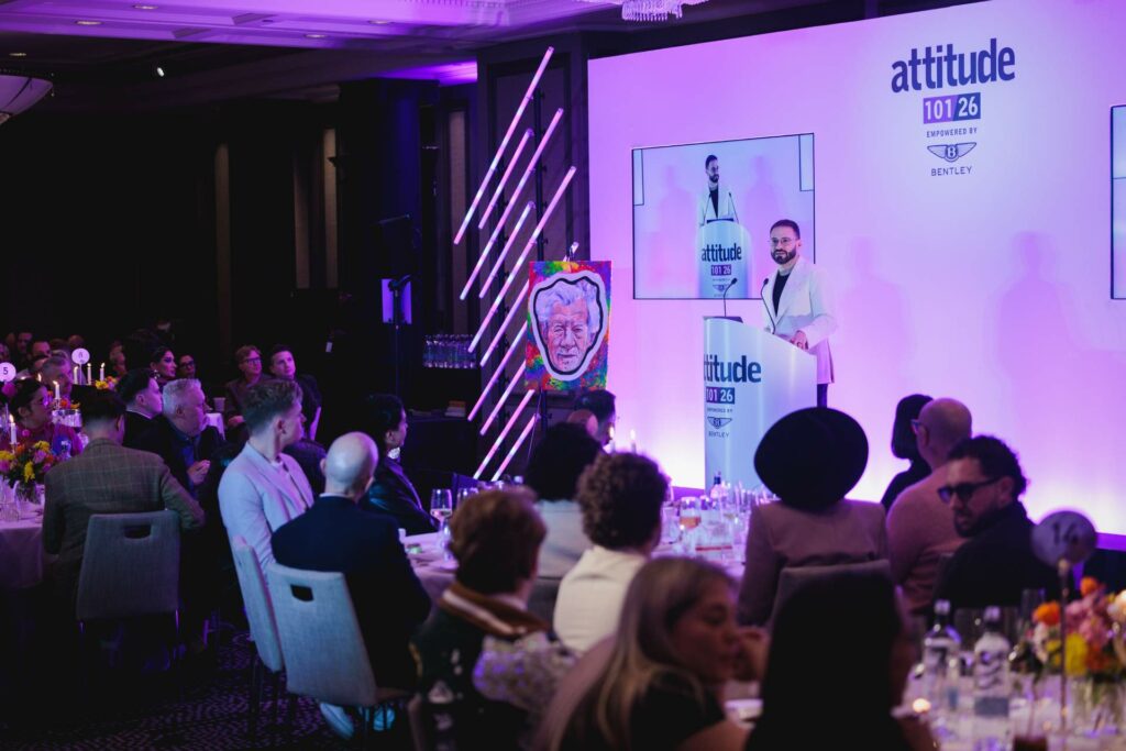 Cliff Joannou giving a speech on stage at Attitude 101 2026