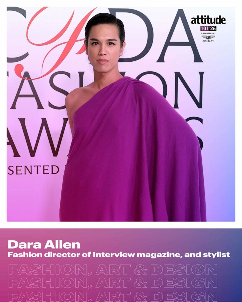 Portrait of stylist Dara Allen featured in Attitude 101 "Fashion, Art & Design" list