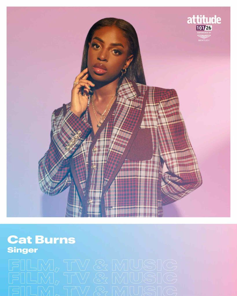 Cat Burns in the Attitude 101 film, TV and music list