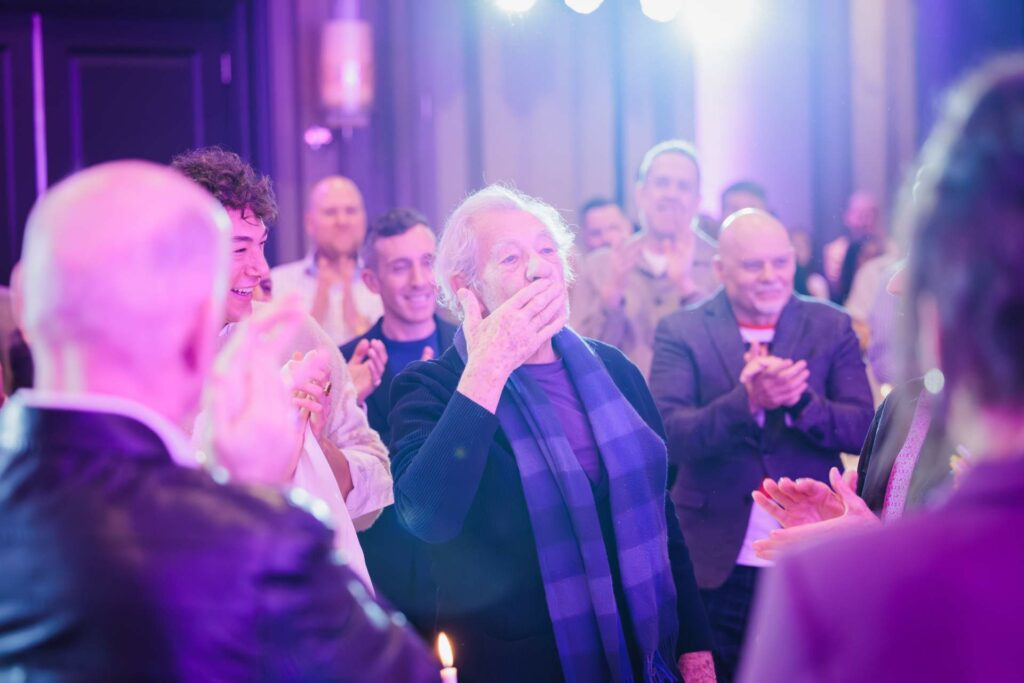 Ian McKellen blows a kiss to guests at Attitude 101 2026