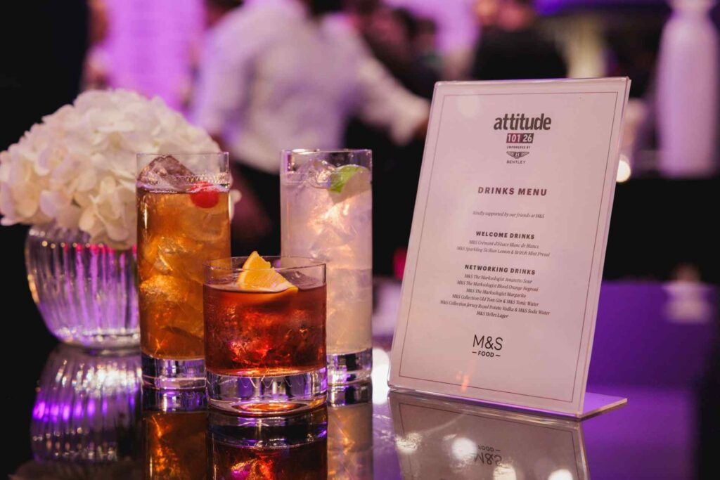 A drinks menu at the Attitude 101 2026 event