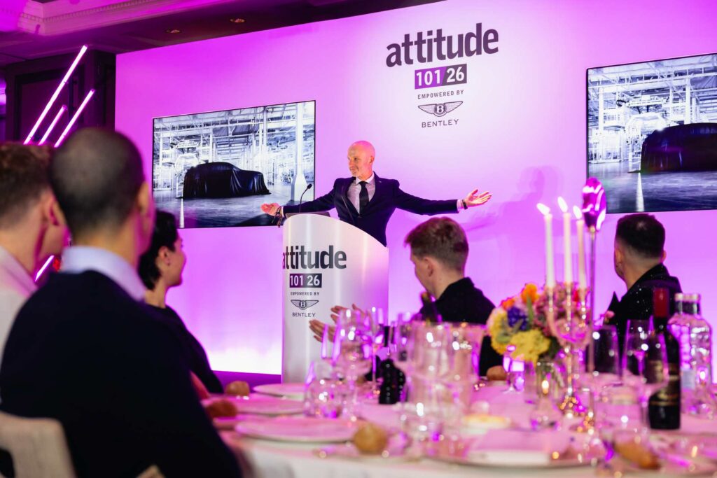 Wayne Bruce address the audience from the podium at the Attitude 101 2026 event