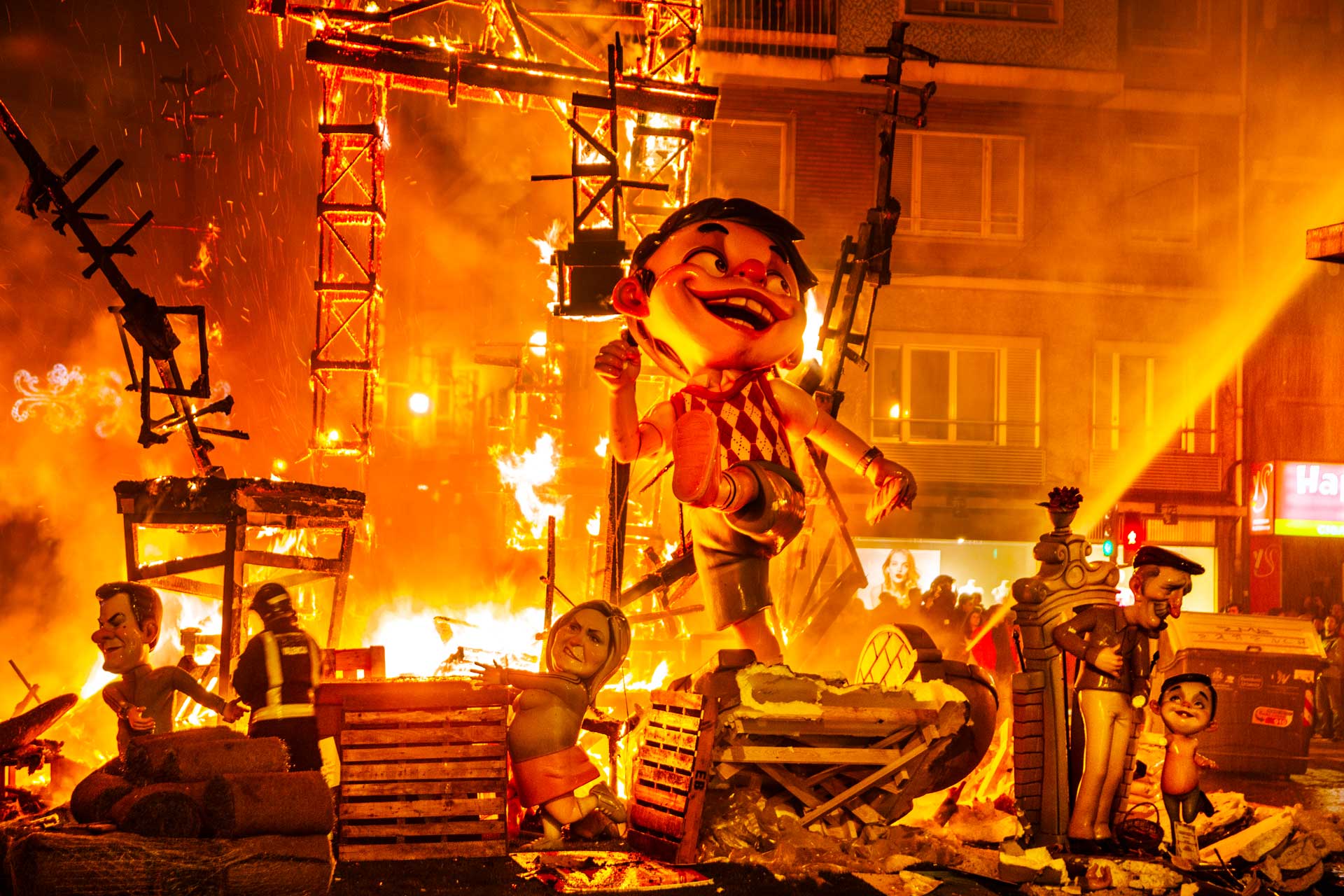 Fires raging at Las Fallas festival, Valencia