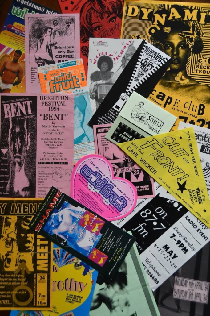 A selection of scene and club adverts from Brighton, owned by Alf Le Flohic and photographed by Bengry.