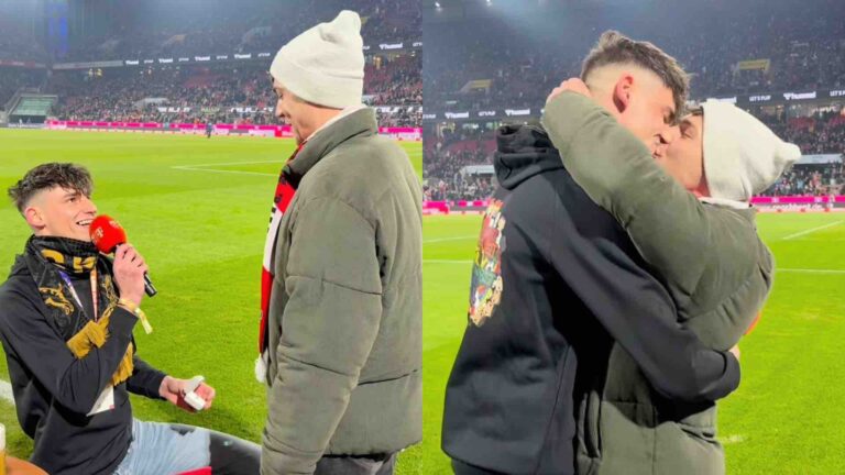 Pascal Kaiser proposing and kissing boyfriend Moritz