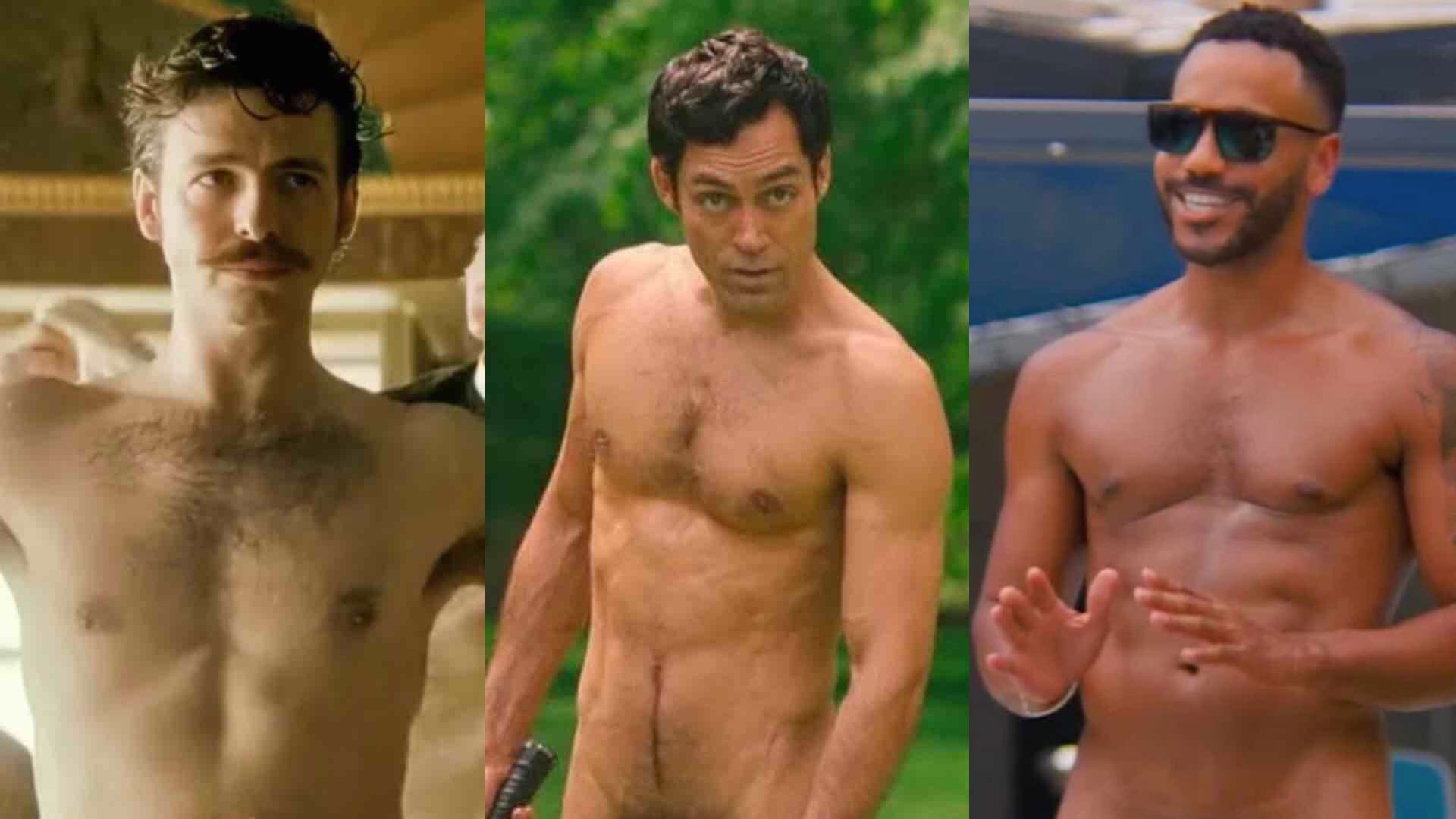 Anthony Boyle, Alex Hassell and James Hayden Rodriguez, all shirtless