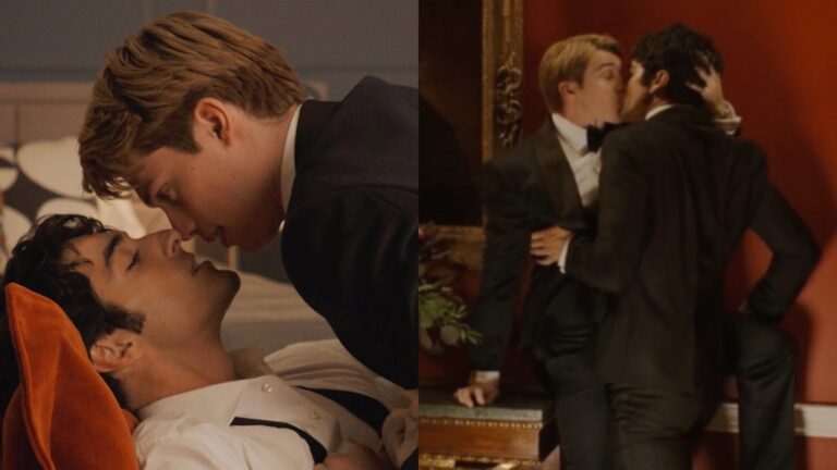 Taylor Zakhar Perez and Nicholas Galitzine kissing in Red, White & Royal Blue