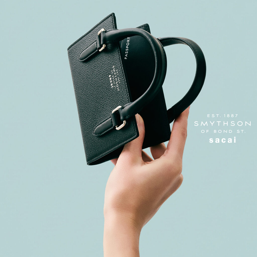 Campaign imagery of the Smythson x Sacai collaboration